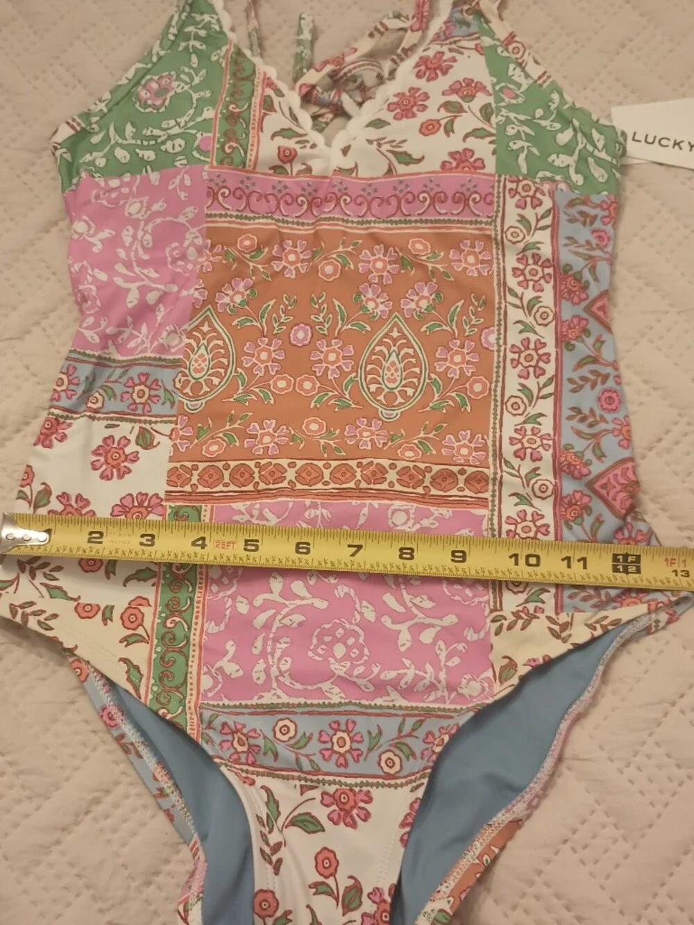 Lucky Brand Patchwork One-Piece Swimsuit M